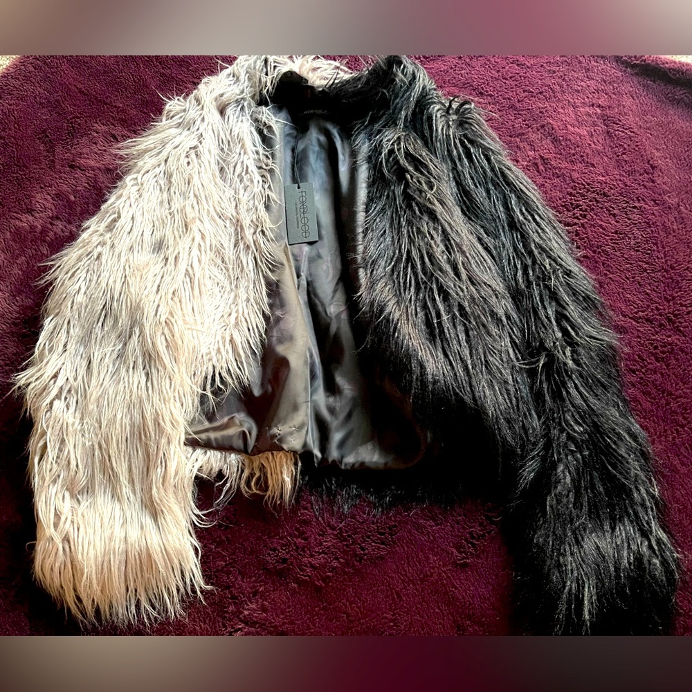 Foxblood shag black & gray jacket